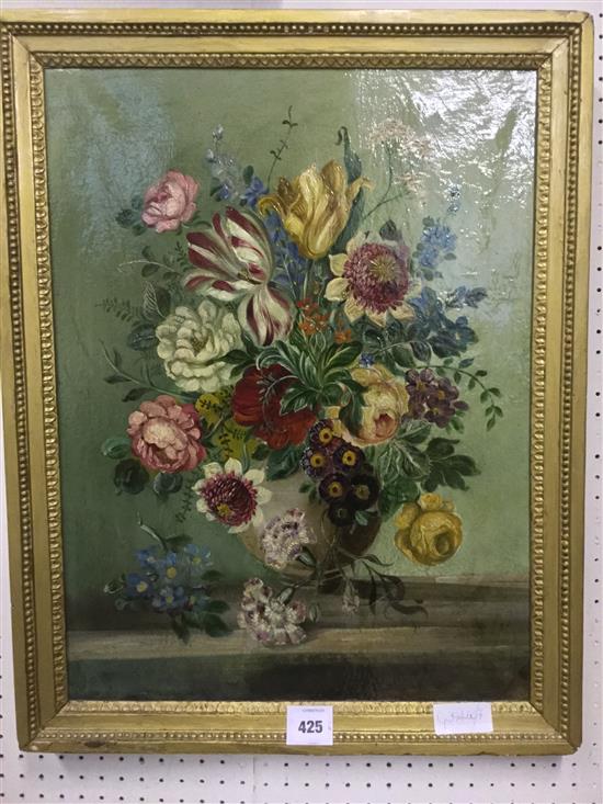 Still life of flowers, oil on canvas(-)